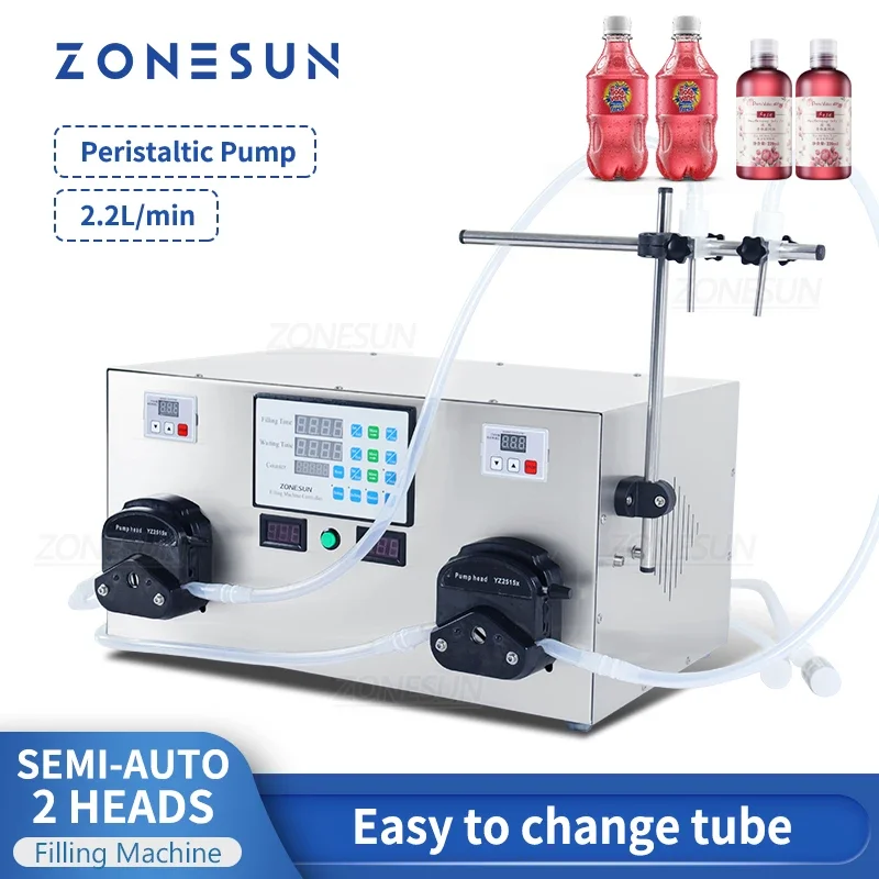 ZONESUN ZS-YTPP2 Peristaltic Pump Liquid Filling Machine 2.4L Essential Oil Perfumer Juice Beverage Bottle Water Filler