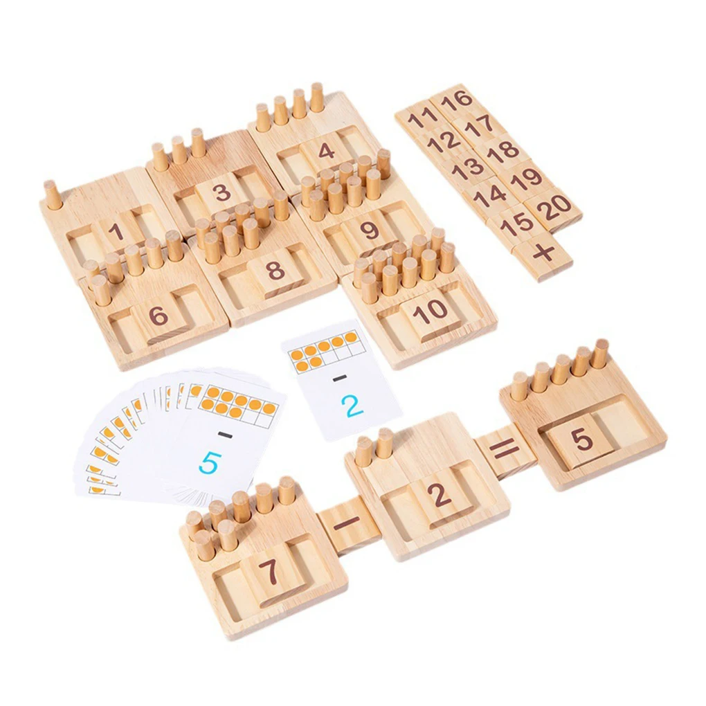 Children Montessori Wooden Sensory Math Board Stick Counting Matching Number Blocks Teaching Material Learning Educational Toys