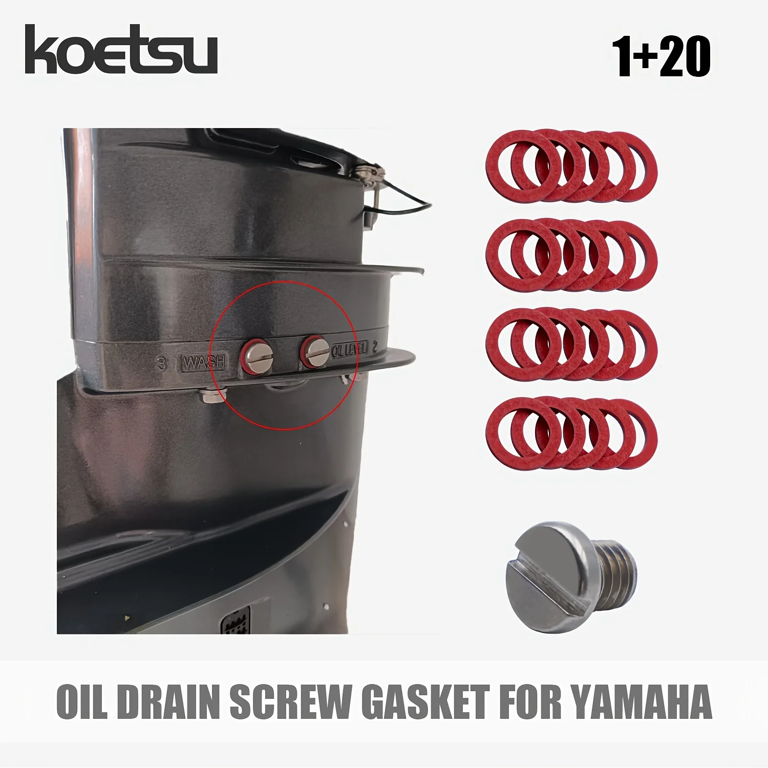 KOETSU Oil Drain Screw Gasket - For YAMAHA SUZUKI TOHATSU MERCURY Outboard Propulsion Engine (Two-Stroke Four-Stroke)