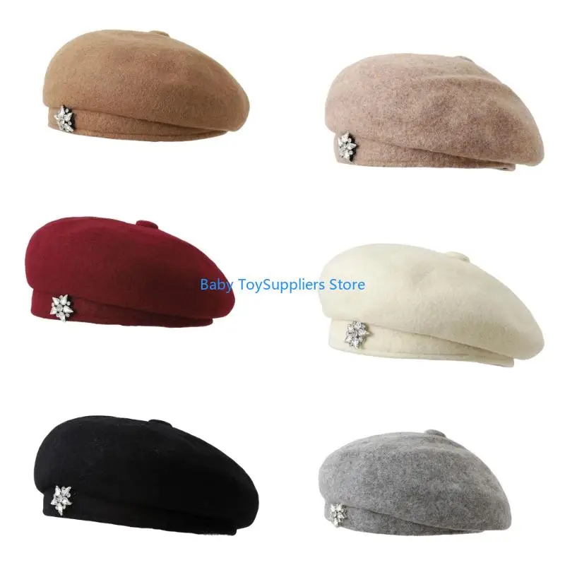

R1WF Luxury Thickened Winter Hat with Rhinestones Decors for Various Occasion