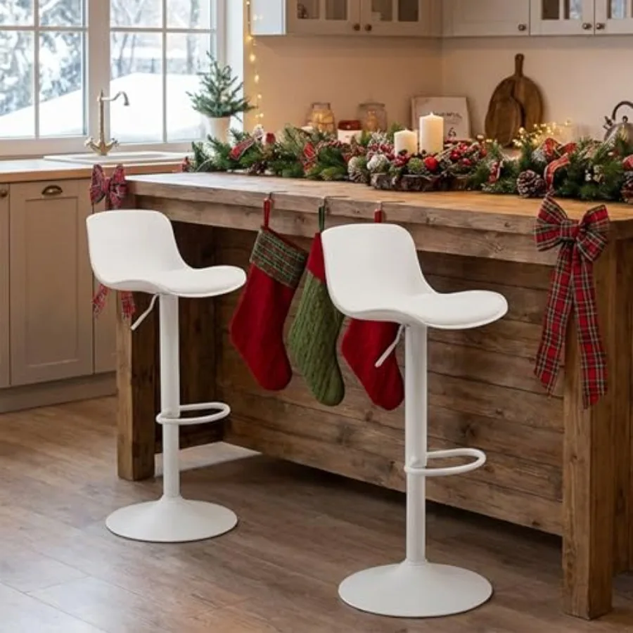 

Современные белые барные стулья, комплект из 2 штук, регулируемые, поворотные, для барной стойки, с сиденьем из искусственной кожи, прочное металлическое основание, идеальное решение