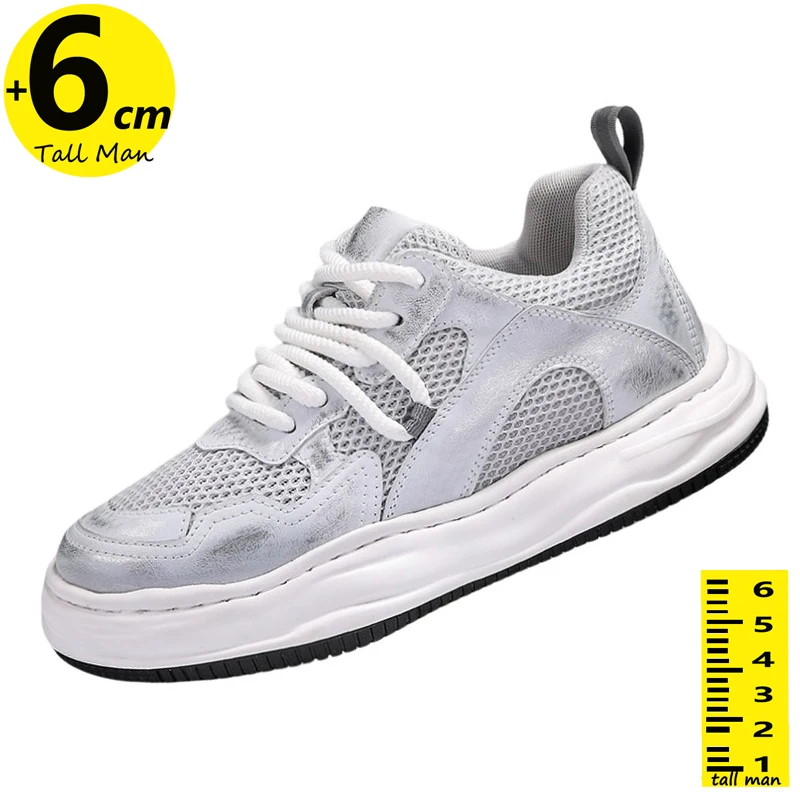 

Sneakers Men Elevator Height Increase Insole 6cm Man Leisure Fashion Plus Size 38-44