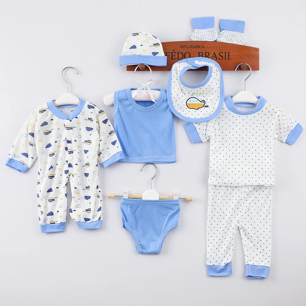 Baby Casual Outfits Newborn Girls Boys Clothes Baby Top Pants Bib Socks Romper 8-piece set 0-3 Months Toddler Pajamas Clothing