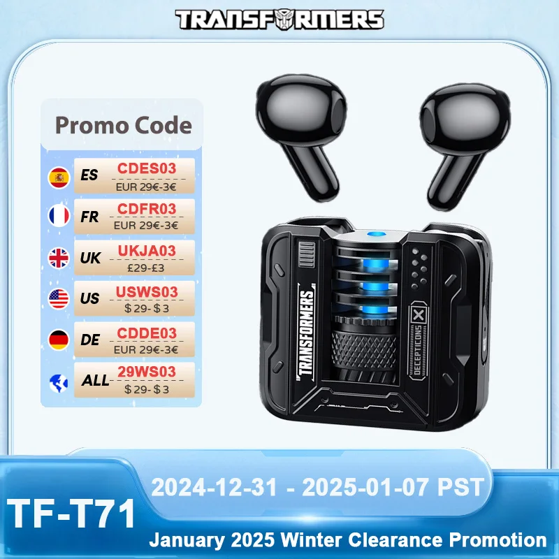 Transformers TF-T71 TWS Wireless Bluetooth5.4 Headset Long Endurance Low Latency Gaming Headphones HIFI stereo Music Earbuds