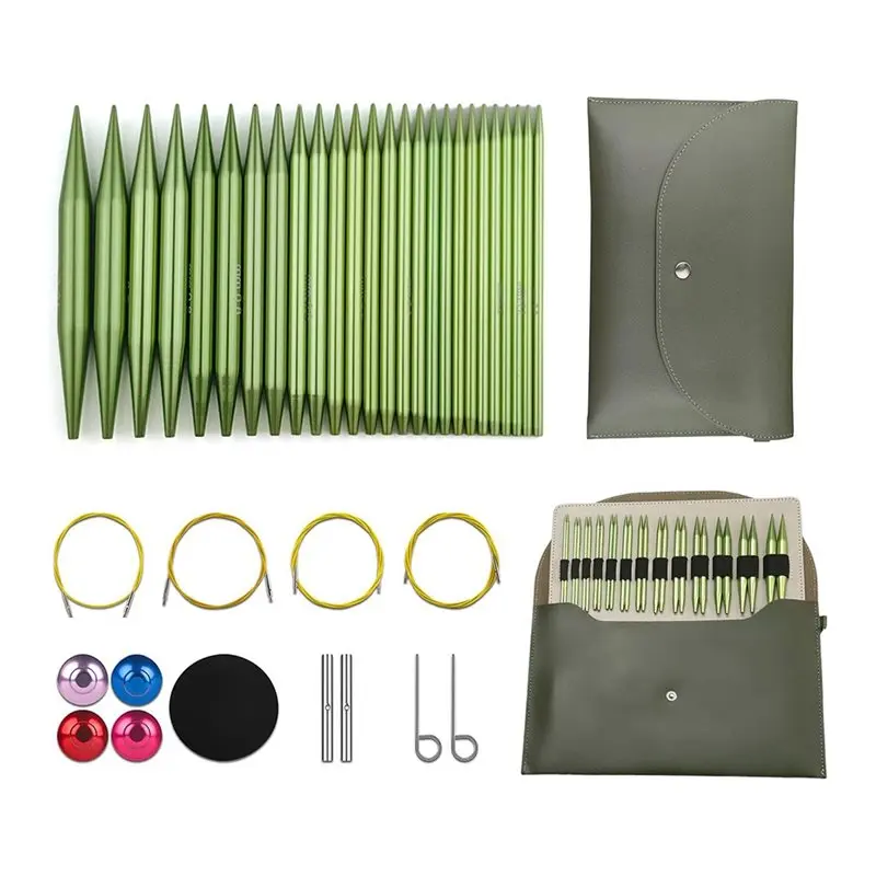 Knitting Needles Set 13 Pairs Of 4 Inch Aluminum Circular Interchangeable Knitting Needles-AT36