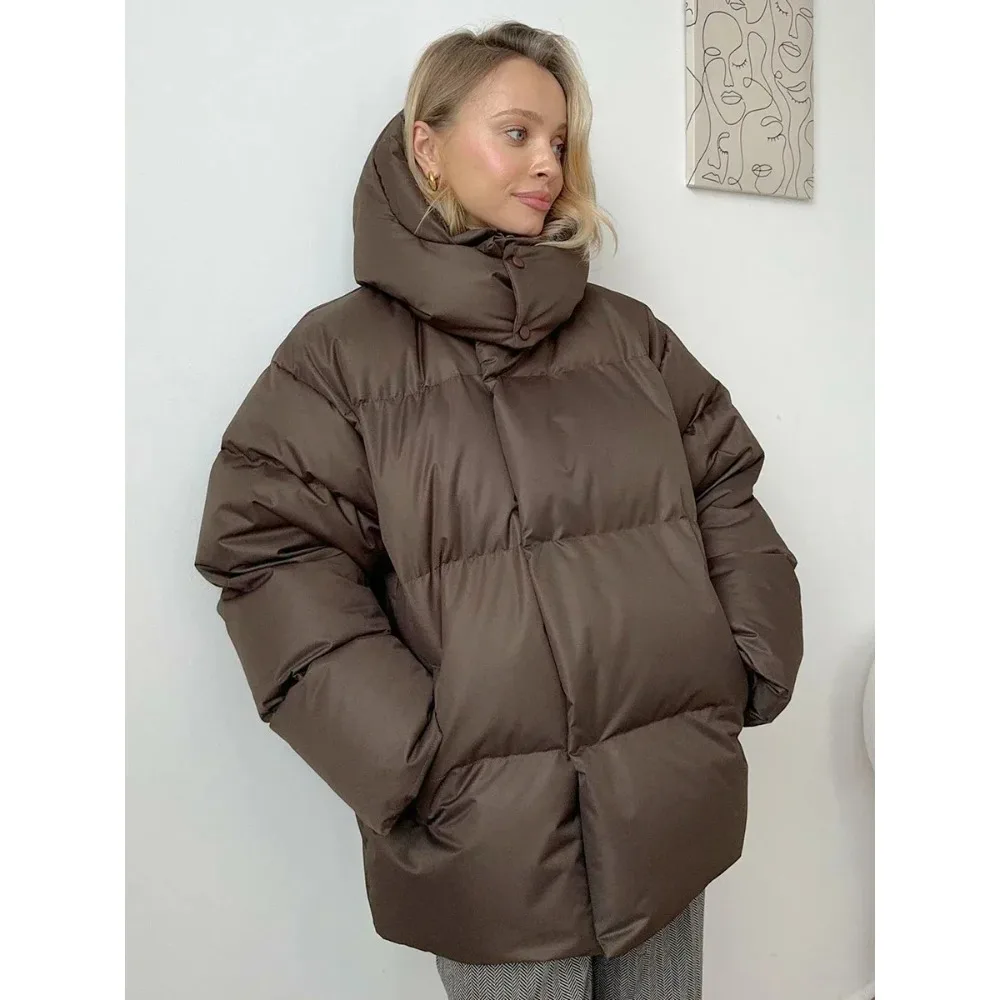 Casual New Hooded Thick Jacket Women Winter Fashion Parkas Coat Vintage Bread Outwear Office Ladies Warm Cotton Puffer Jackets