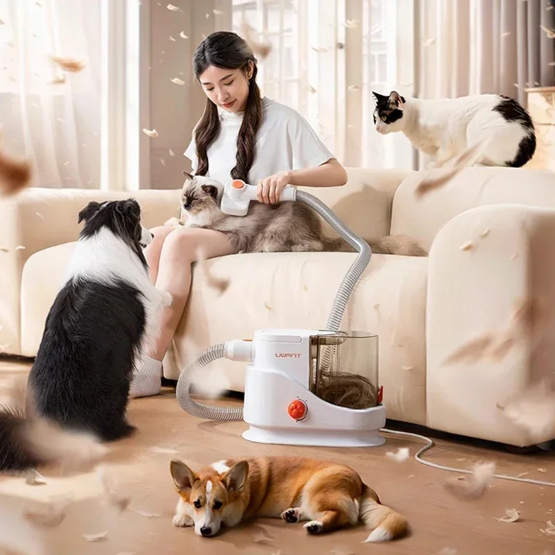 UWANT Pet Hair Vacuum Cleaner 2.5L Capacity Larger Pet Hair Dust Cup Pet Grooming Vacuum & Dog Grooming Dog Brush Kit