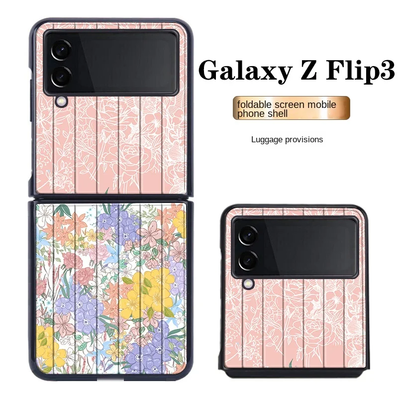 Flower Pattern Mobile Phone Case Suitable for Samsung Z Flip 3 5g Folding Mobile Phone Case Galaxy Z Flip 3 Protective Case