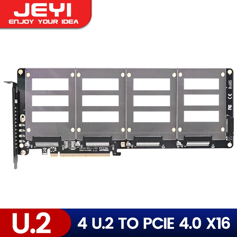 JEYI U.2 naar PCIe 4.0 adapter, NVMe 2.5' U.2 (SFF-8639) SSD PCIe X4 X8 X16 uitbreidingskaart - U.2 SSD - U.2 Drive (PEX4SFF8639)
