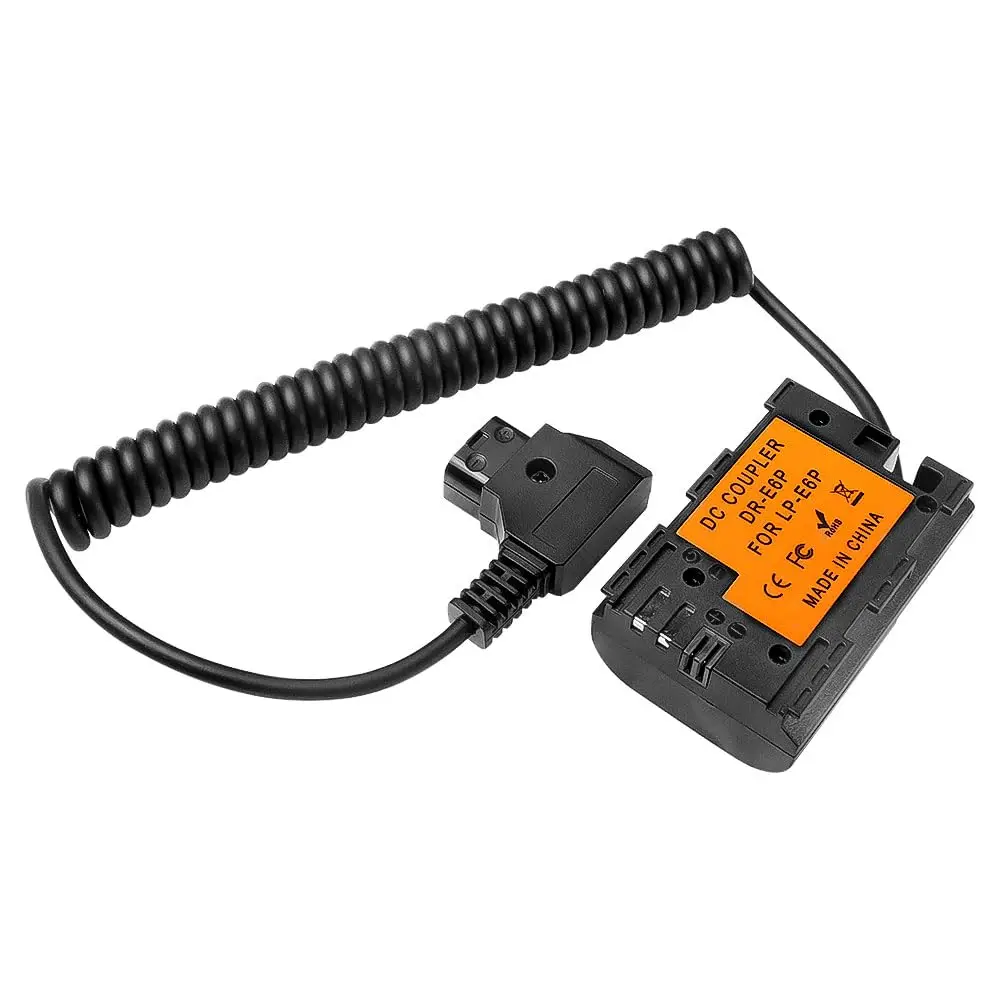Alvins LP-E6P Dummy Battery to Dtap Power Cable for Canon EOS R5 Mark ll| R5| R6 Mark ll| R6| R7| R Camera Coiled Cable