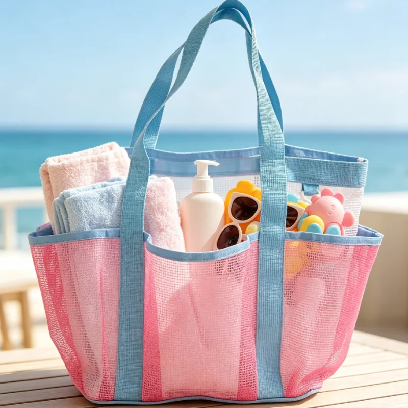 Large Mesh Beach Tote Bag with - Tote Bag Beach ulasan dan harga