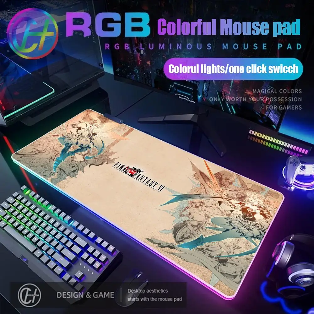 

HYBXAXC Коврик для мыши RGB Игровой коврик для мыши Настольный коврик HD Gamer Большой светодиодный светильник XXL FINAL FANTASY VII Lockhart Коврик для мыши