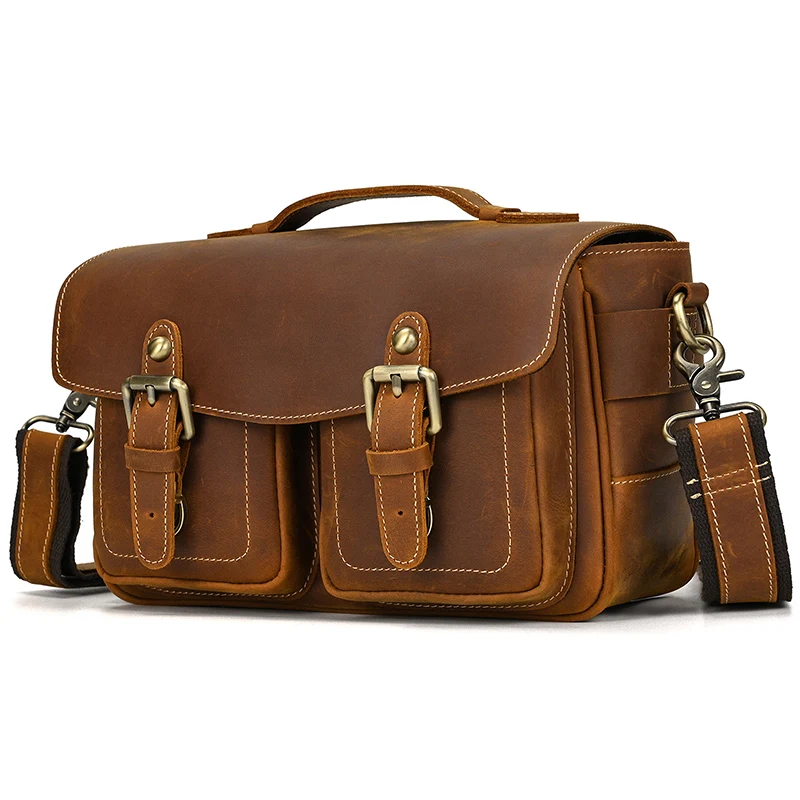 Private Label Waterproof Woman Vintage Photography Genuine Leather Crossbody Camera Bag