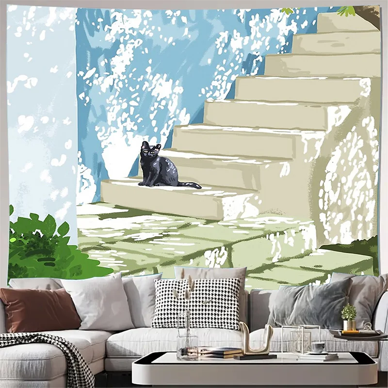 

Гобелен с изображением кота, настенный милый декор с котенком, эстетический декор комнаты, настенное искусство в общежитии, домашний гобелен для жизни, подарок для любителей домашних животных, подарок на природу