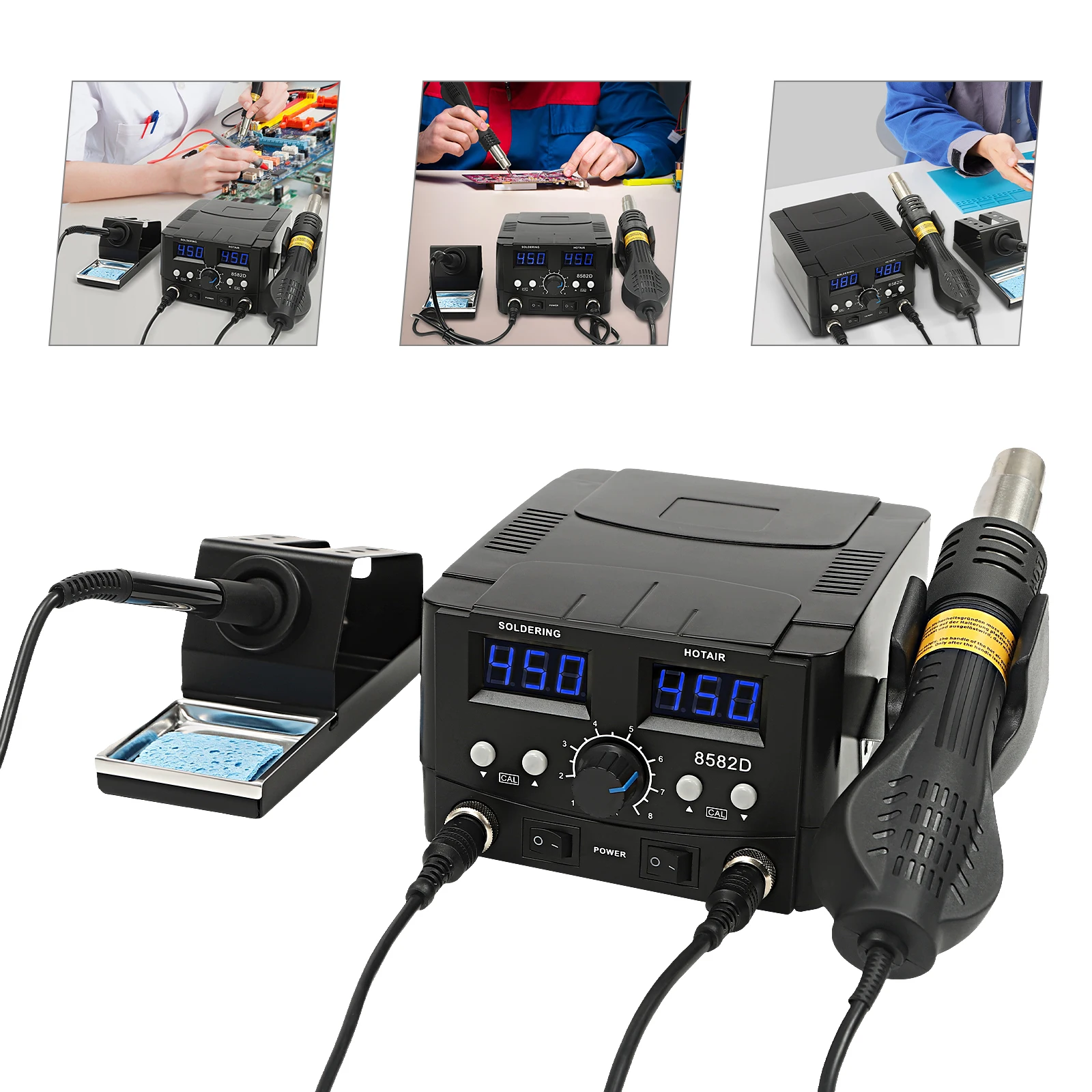 Anti-impact Soldering Station Desoldering and Hot Air Rework Station 2-IN-1 Digital Desoldering Iron