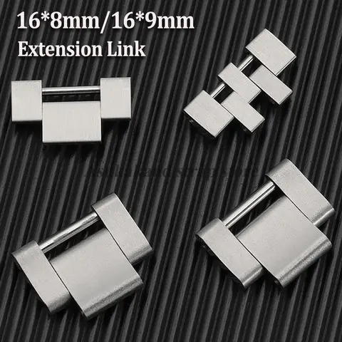 For Rolex Steel Band Extension for Oyster Jubilee Watch Strap for GMT Submariner Ditona Watch Band 16*8mm/16*9mm Extension Link