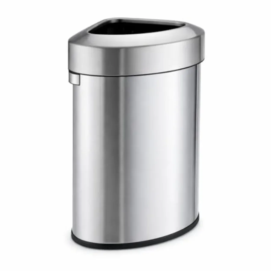 

Мусорный бак с открытым верхом на 60 литров (16 галлонов) для коммерческого и офисного использования, угловой дизайн, серебристый