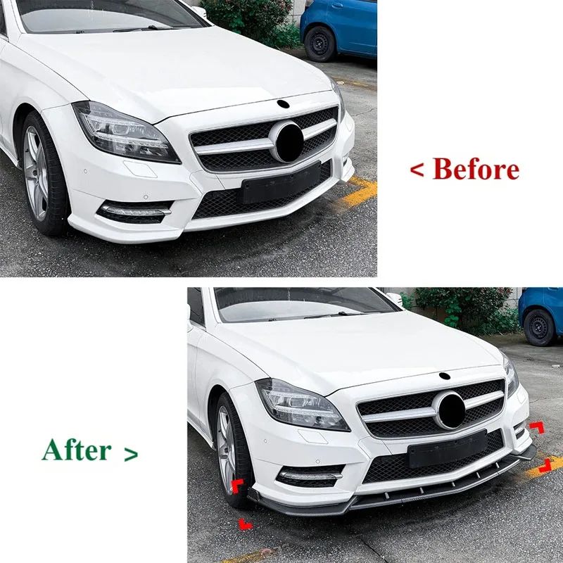 Car Front Bumper Lip For Mercedes-Benz CLS Class C218 For AMG 2011-2013 Splitter Diffuser Body Kit Accessories Exterior Parts