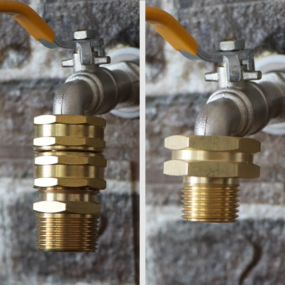 1/2 "3/4" النحاس مسدس محول NPT x BSP الموضوع النحاس موصل سريع مشترك حديقة الري سقي خرطوم الأنابيب ربط إصلاح #6