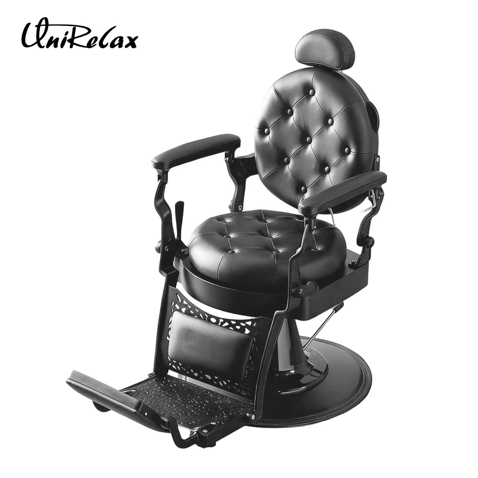 Modern Colorful Leather Round Base Salon Barber Chair Hydraulic Pump Reclining Lounge Furniture