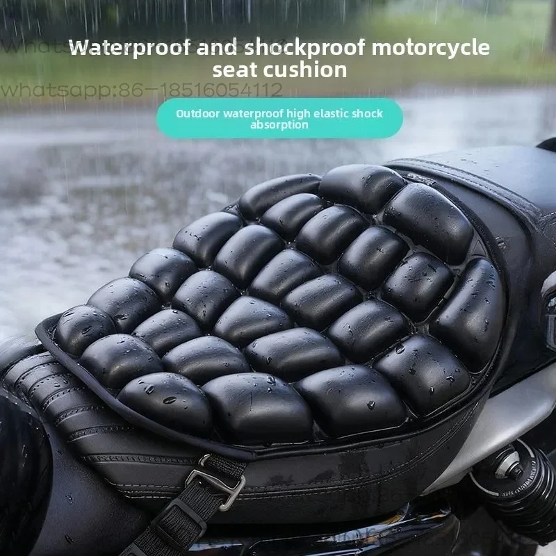 Waterproof and shockproof 3D inflatable motorcycle seat cushion, air decompression care, tail spine ventilation breathability
