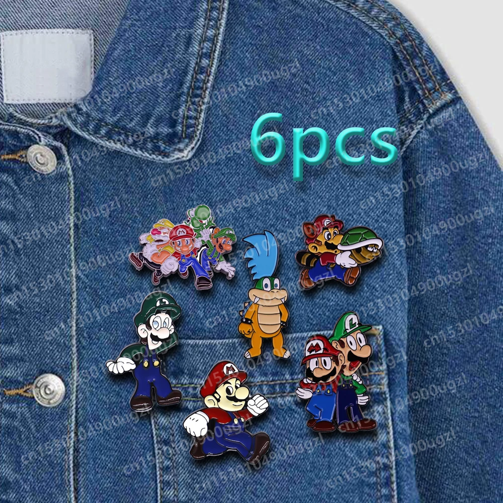 Cute Cartoon Marios Brothers Peripheral Anime Character Souvenir Brooch Decorative Delicate Clothes Lapel Enamel Pins Game Badge