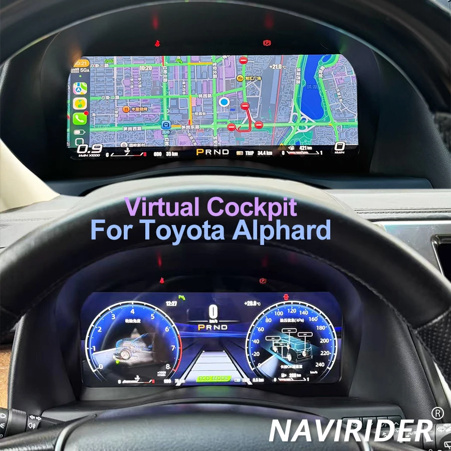 For Toyota Alphard 20 Series 30 Series 35 Series Upgrade 40 Series Digital Trunking LCD Meter GPS Speedometer Virtual Cockpit