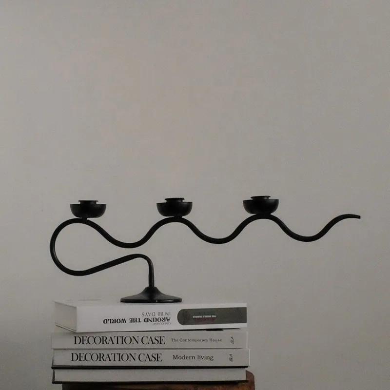 Three-Headed Black Candlestick Vintage Branch-Shaped Candleholder Suitable for Wedding,home,Church, Dining Table Decoration