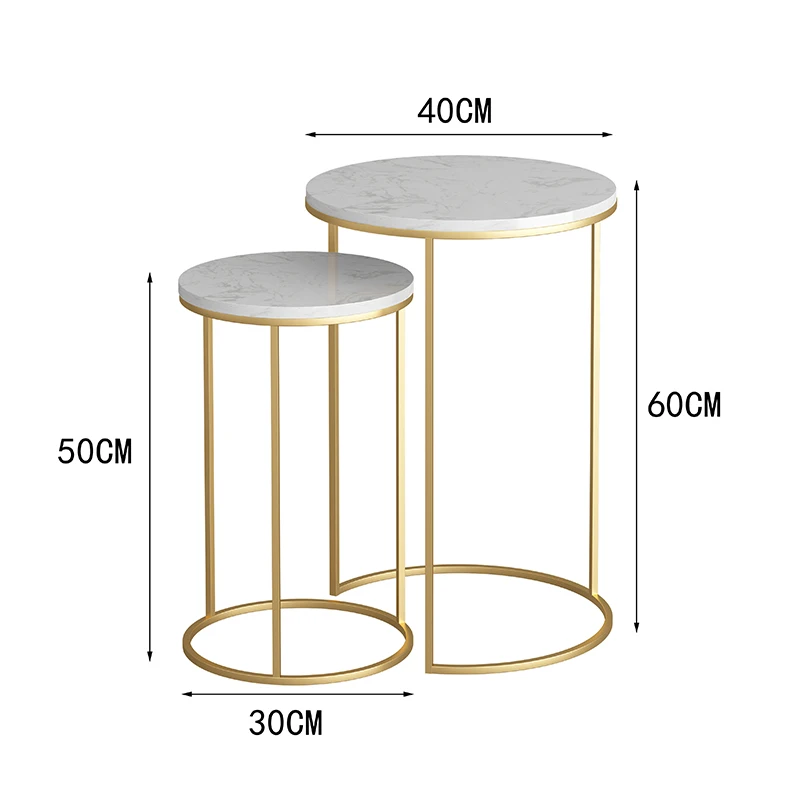 대리석 상단 소파 사이드 테이블, 코너 테이블, 작은 원형 커피 테이블, 골든 블랙 다리 프레임, 옵션, 2 세트 조합