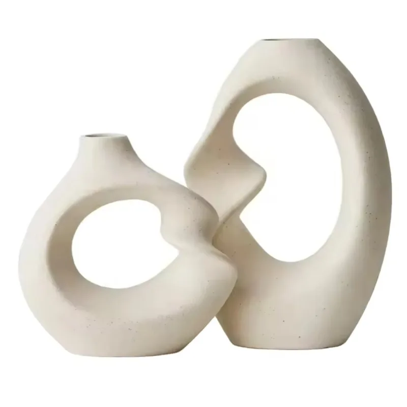 Home Decoration Luxury Ceramic Vase White Wedding Tabletop Vase Luxury Living Room or Office Dried Flower Display
