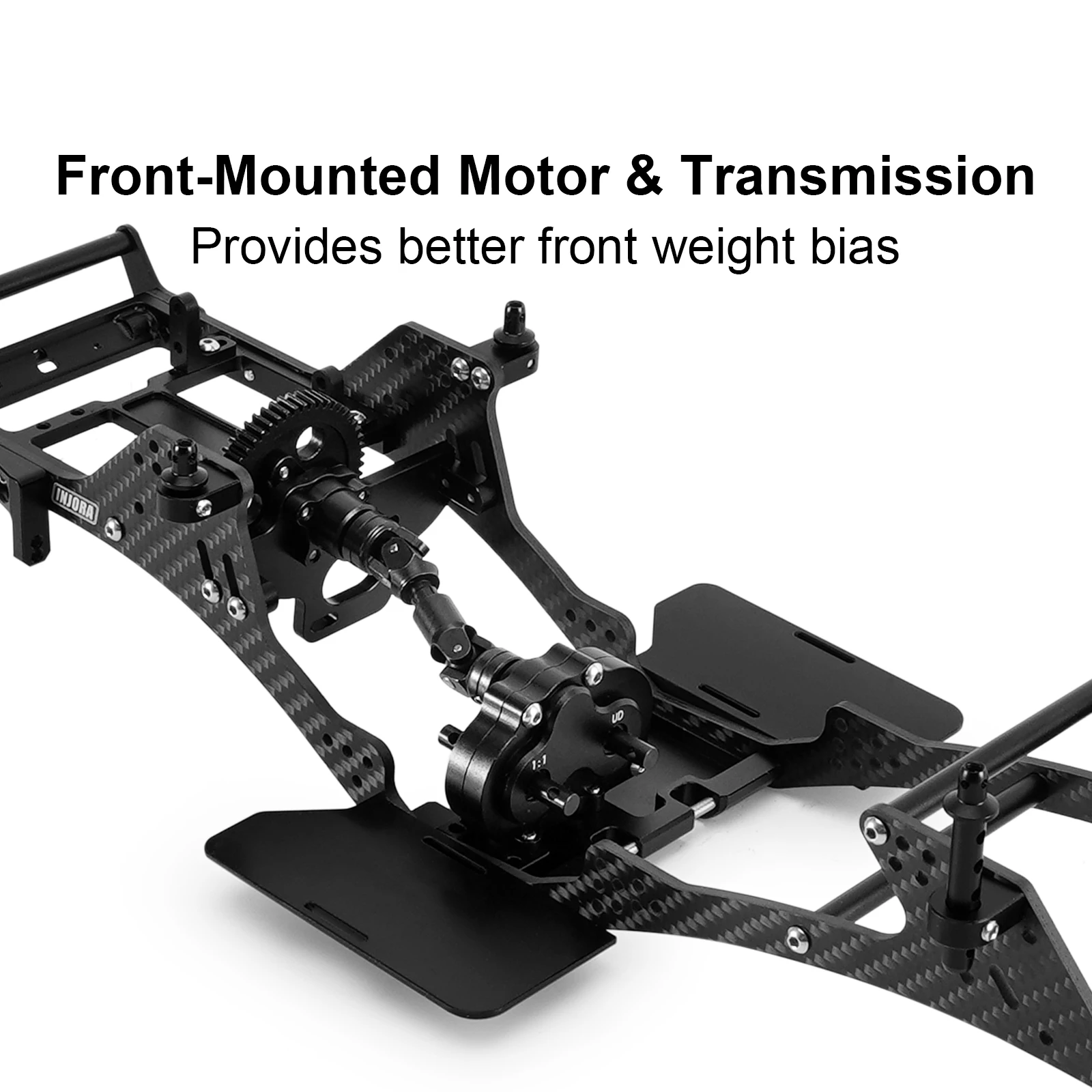 Zestaw podwozia z włókna węglowego LCG z przednią skrzynią biegów do modeli RC Crawlers 1/10 (INC-10F)