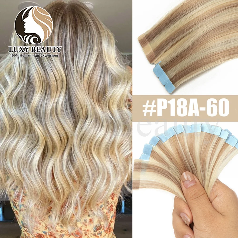 

Blonde Mini Tape in Human Hair Extensions Double Side Seamless Natural Straight Black Brown Tape Ins Hair Extensions 10pcs/set