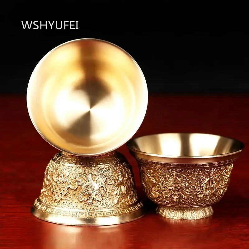Buddha's Pure Copper Eight Auspicious Water Supply Cup Tibetan Water Supply Cup Tantric Buddhist Supplies Buddha Water Bowl