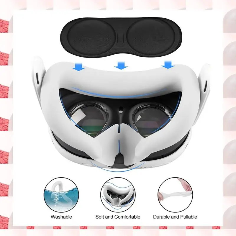 ABGN 4X لـ Meta Quest 3 غطاء حماية مقبض وحدة التحكم، غطاء سماعة الرأس الأمامي وغطاء الوجه، أبيض