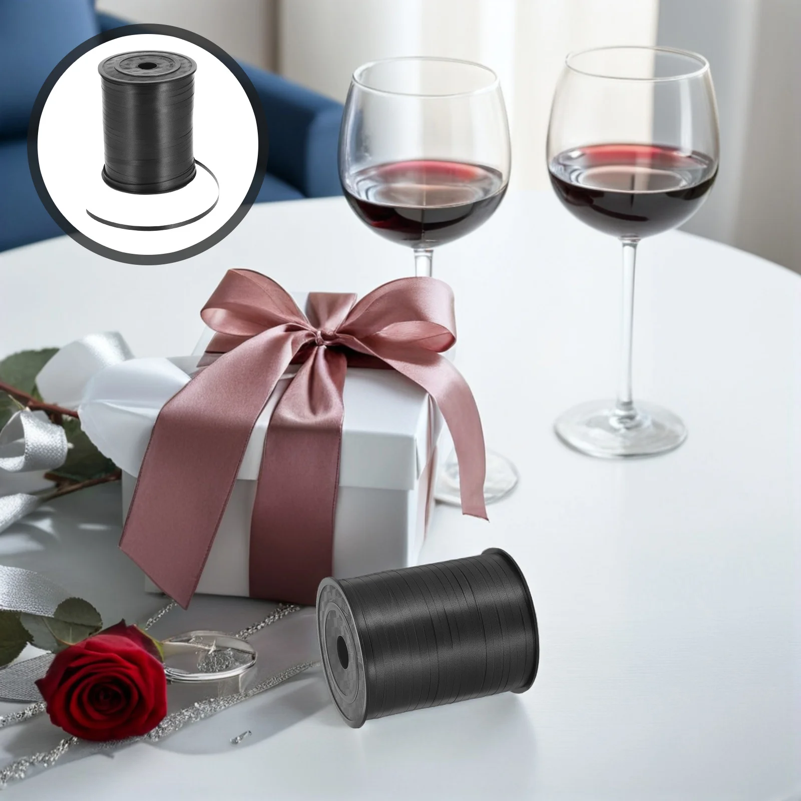 

500 Yards Black Ribbon Wedding Balloon String Curling Ribbon Party Decoration Present Wrapping Bouquet DIY Crafts Streamers
