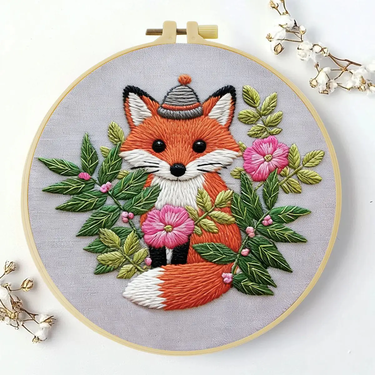 1 Stück 20X20CM/15X15CM 7,87/6,3 Zoll Fuchs-Stickerei-Starter-Kit DIY-Kit DIY-Stickerei-Set Handarbeiten Malerei Nadelkunst – Detail 1