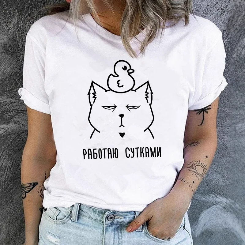 Cartoon Cute Panda Female Bottom Round Neck Slimming Plus Size Short-sleeved T-shirt Oversized T Shirt Tops Summer polyester