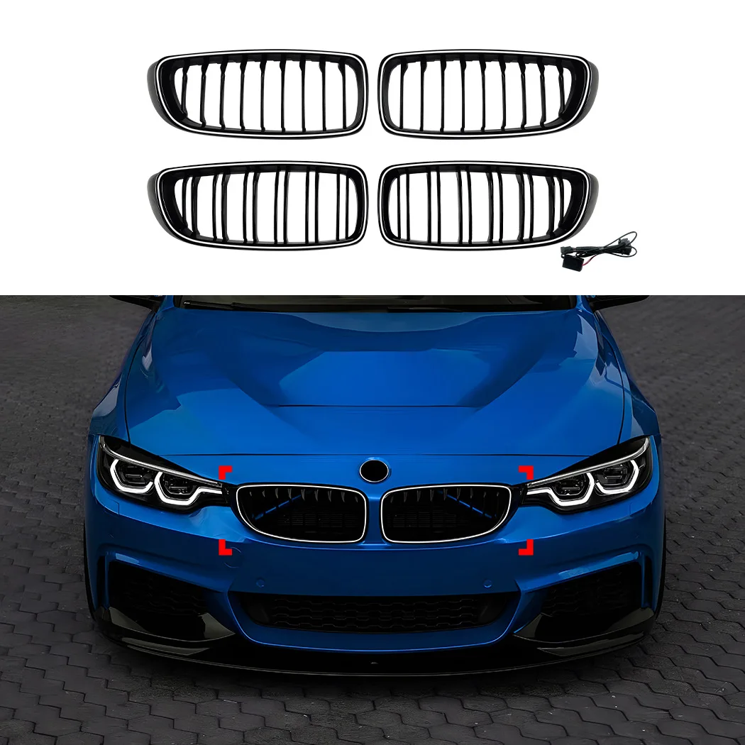 

For BMW 4 Series F32 F33 F36 2014-2020 LED Light Kidney Grille Car Front Bumper Racing Grill Accessories