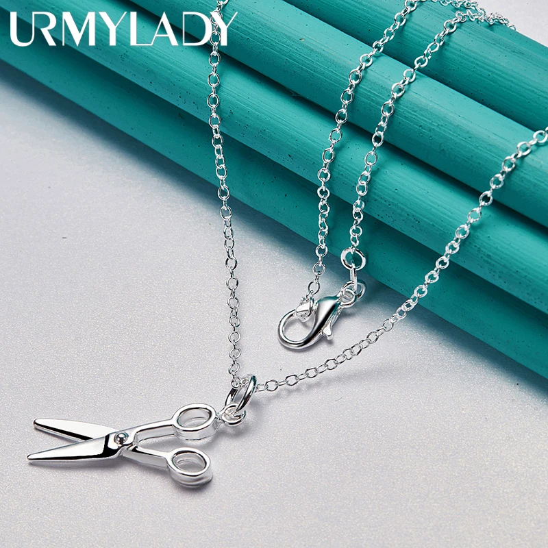 URMYLADY 925 Sterling Silver Scissor 16-30 Inch Pendant Necklace For Women Wedding Engagement Party Fashion Jewelry