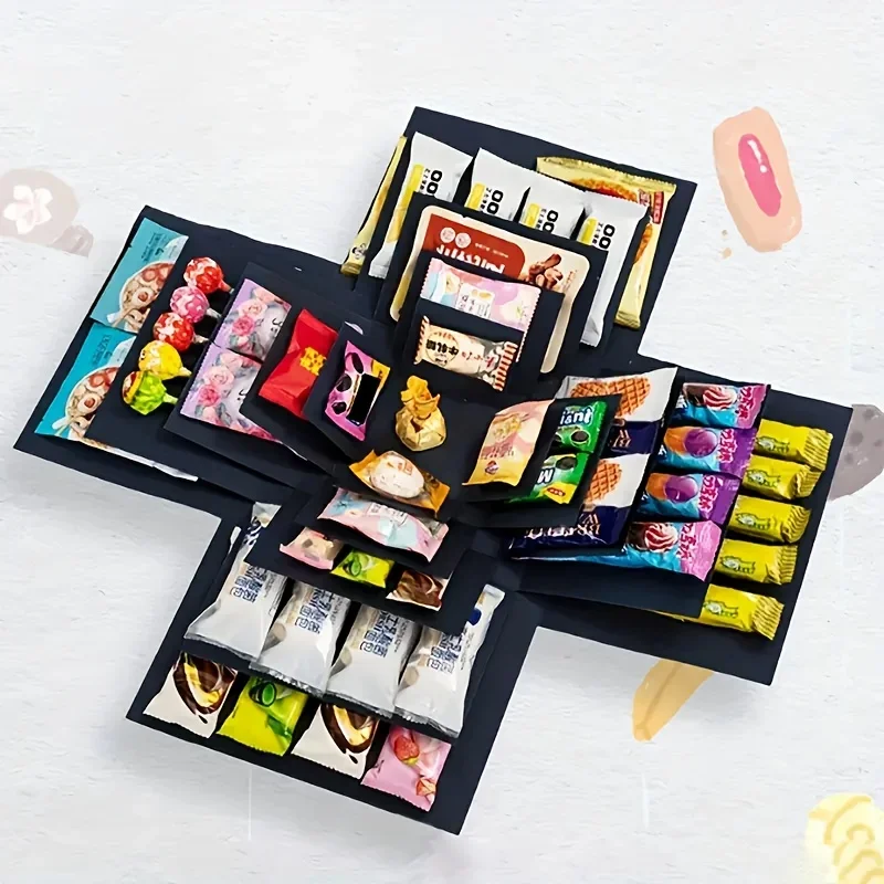 Kreative 5-Schichtige Explodierende Geschenkbox DIY Fotoalbum Erinnerungsbox Überraschungsgeschenkbox Geburtstags- & Hochzeits-Erinnerungsgeschenk