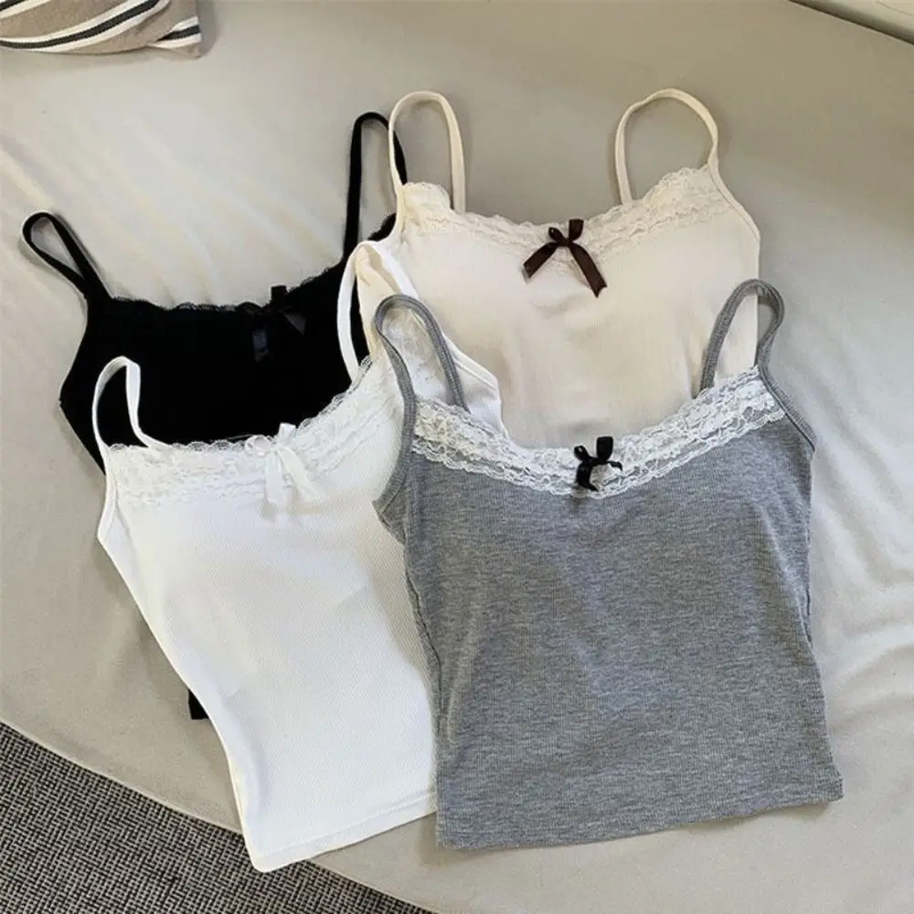 Sweet Sleeveless Suspender Vest Slim Underwear Camisole With Padded Cups Vest Corset Sports Activities
