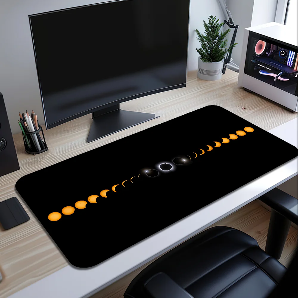 Space solar eclipse lunar Sun Moon Mouse Pad Desk Mat Large Non-slip Anti-fray Keyboard Ergonomic Office Rubber PC Home Custom