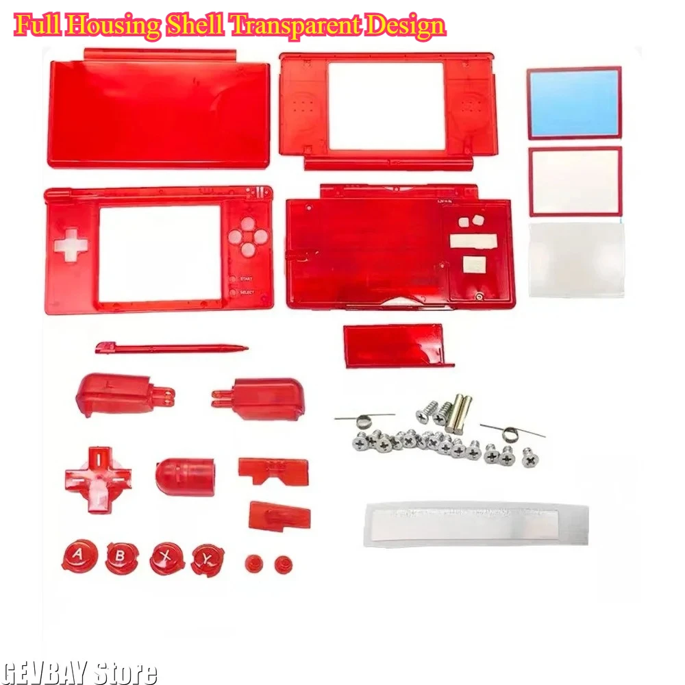 Full Housing Shell Transparent Design - Replacement for Nintendo NDS Lite with Buttons Screws