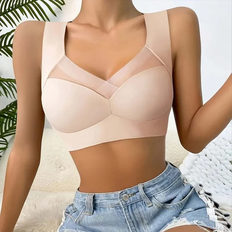 4er-Pack nahtlose rückenfreie BHs für Damen. Einteiliges Design, gepolstert und ohne Bügel. Dünnes, hautfreundliches Material mit nicht beruhigendem Material