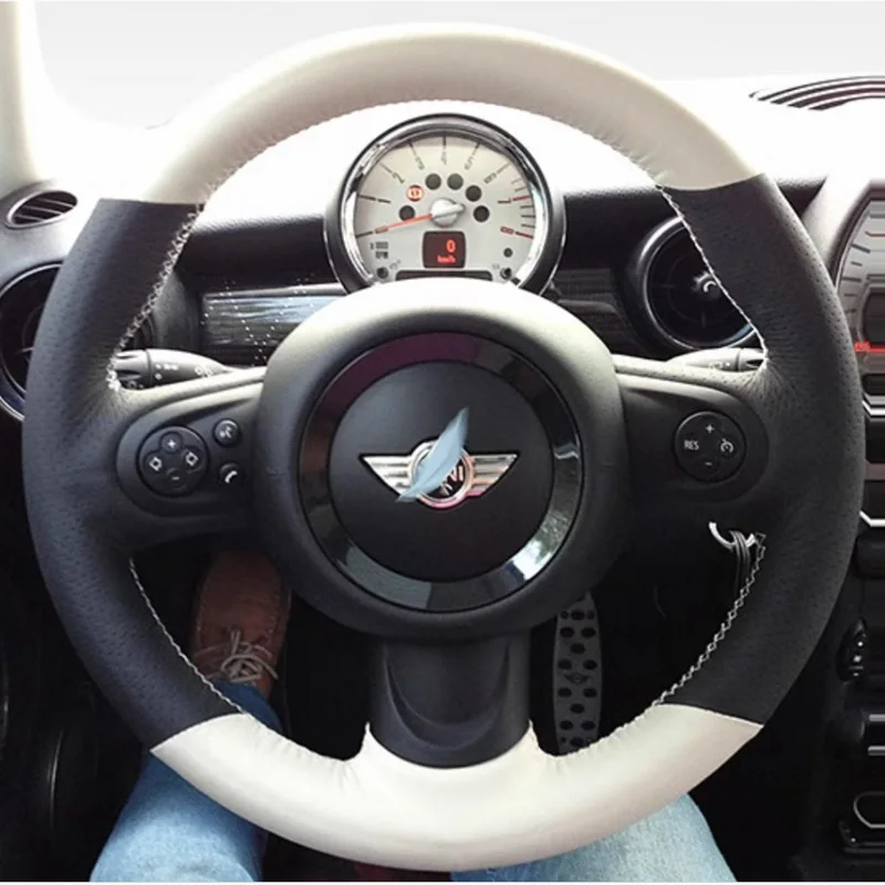 

Для Mini R55 R56 R57 R58 R59 R60 R61 прошитая вручную Нескользящая искусственная кожа DIY синий стежок Napa кожаный интерьер автомобиля