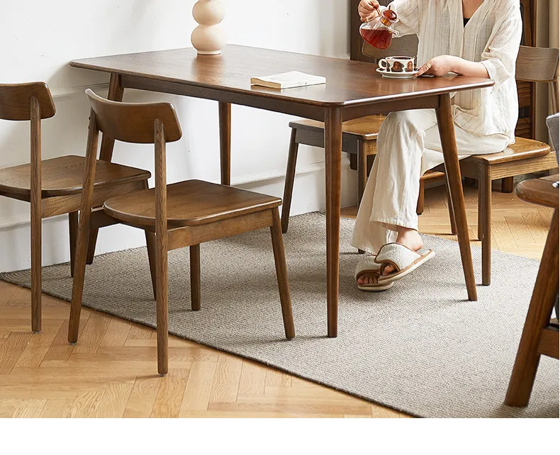 All solid wood dining table household small apartment ash wood eating table