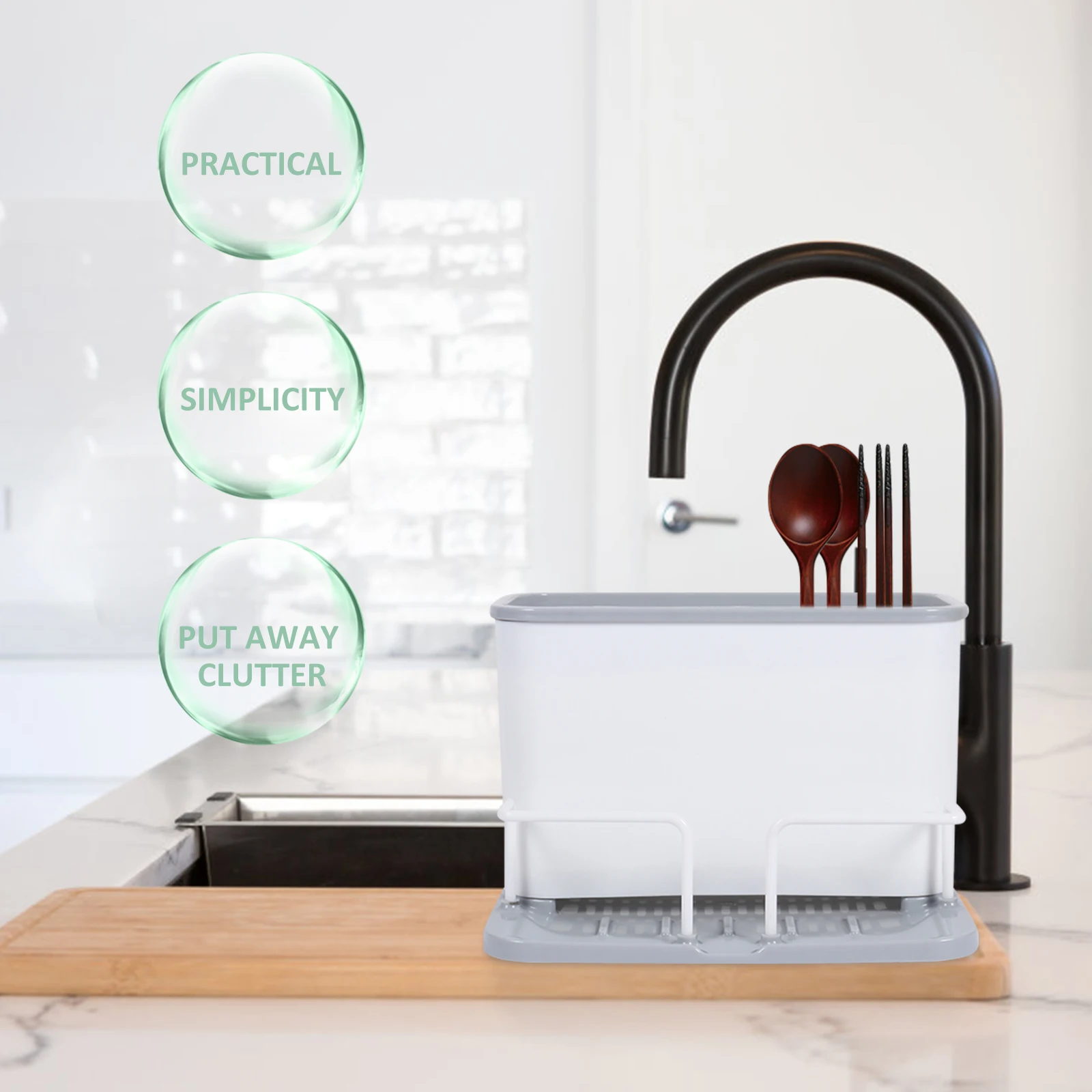 

1Pc Kitchen Flatware Holder With Hallow Design For Fast Drying And Mold Resistant Material Suitable For Different Decor Styles