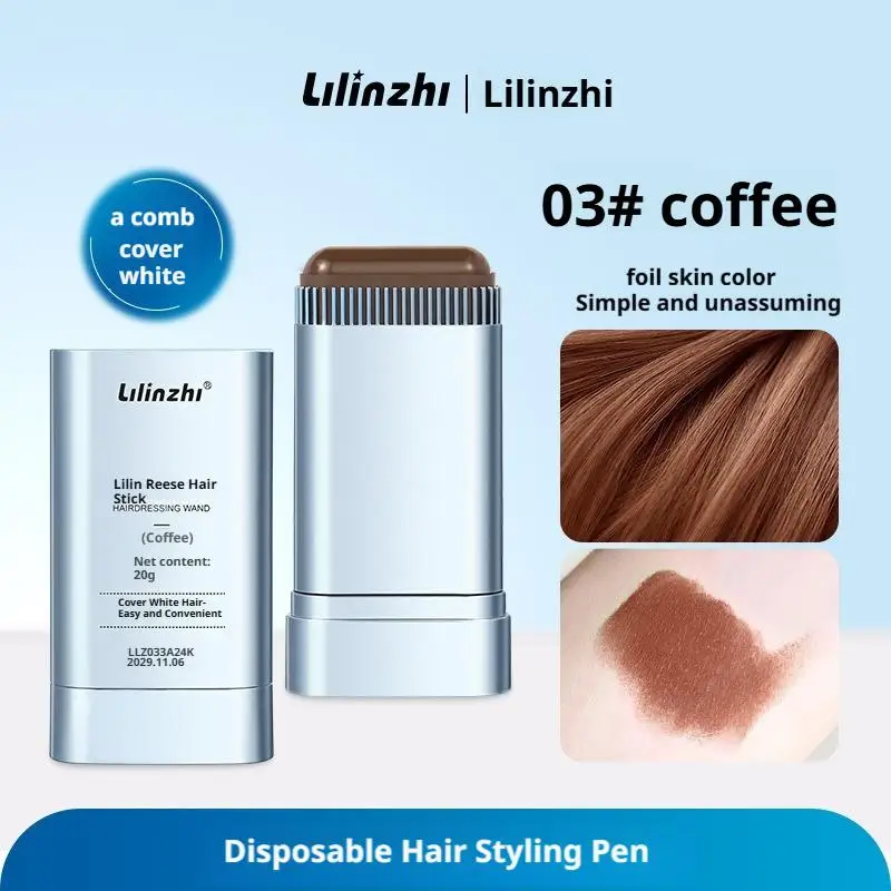 20 جرام قلم تصفيف الشعر القابل للتصرف أسود بني داكن القهوة الشعر مقاوم للماء البني المدمج في صبغة شعر مقاوم للعرق مع عصا مشط L4Y9 #4