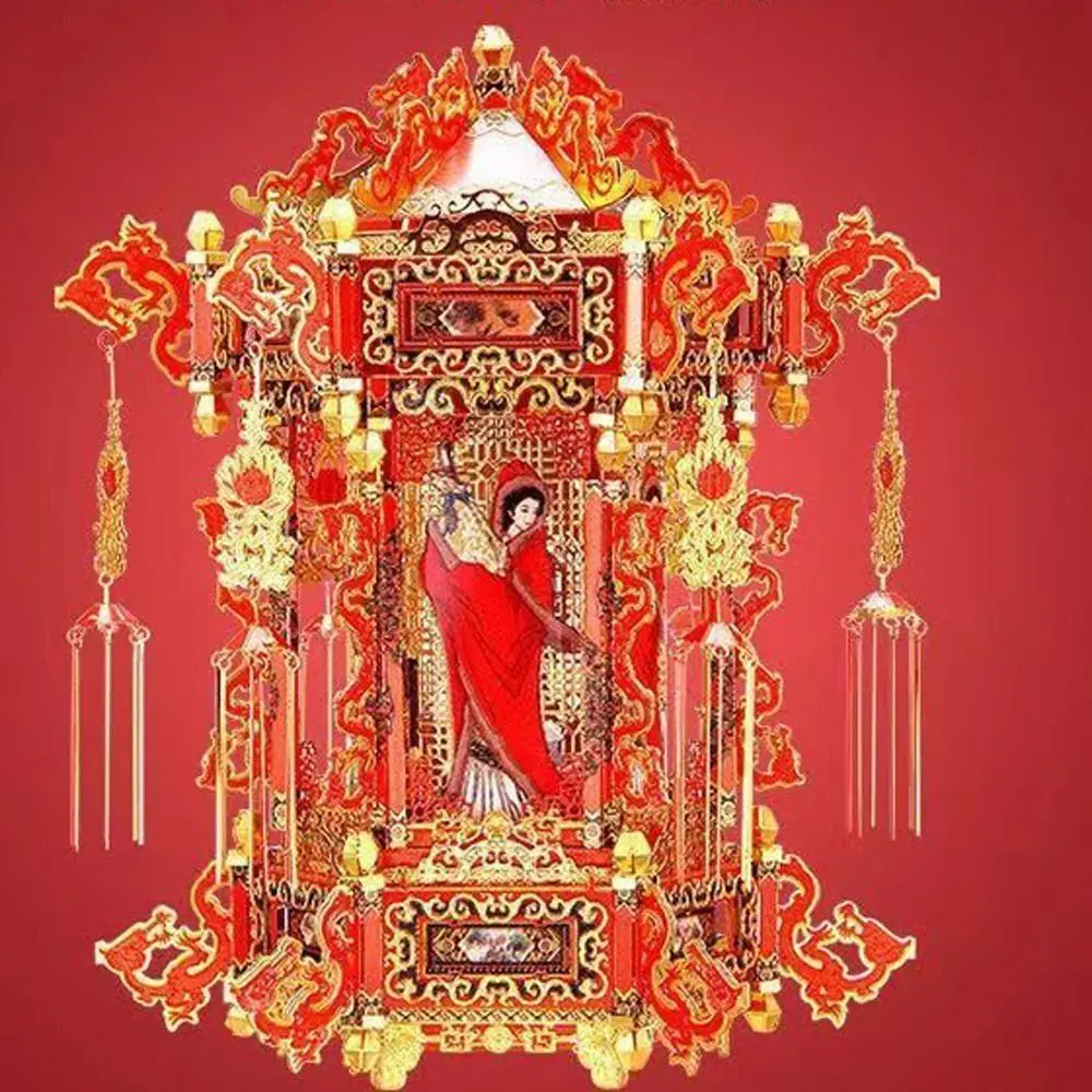 Phoenix Crown Ten Mile Red Makeup DIY Sedan Wedding Bed 3D Metal Puzzle Model Kits Bird Crown Bridal Building Kits Toys