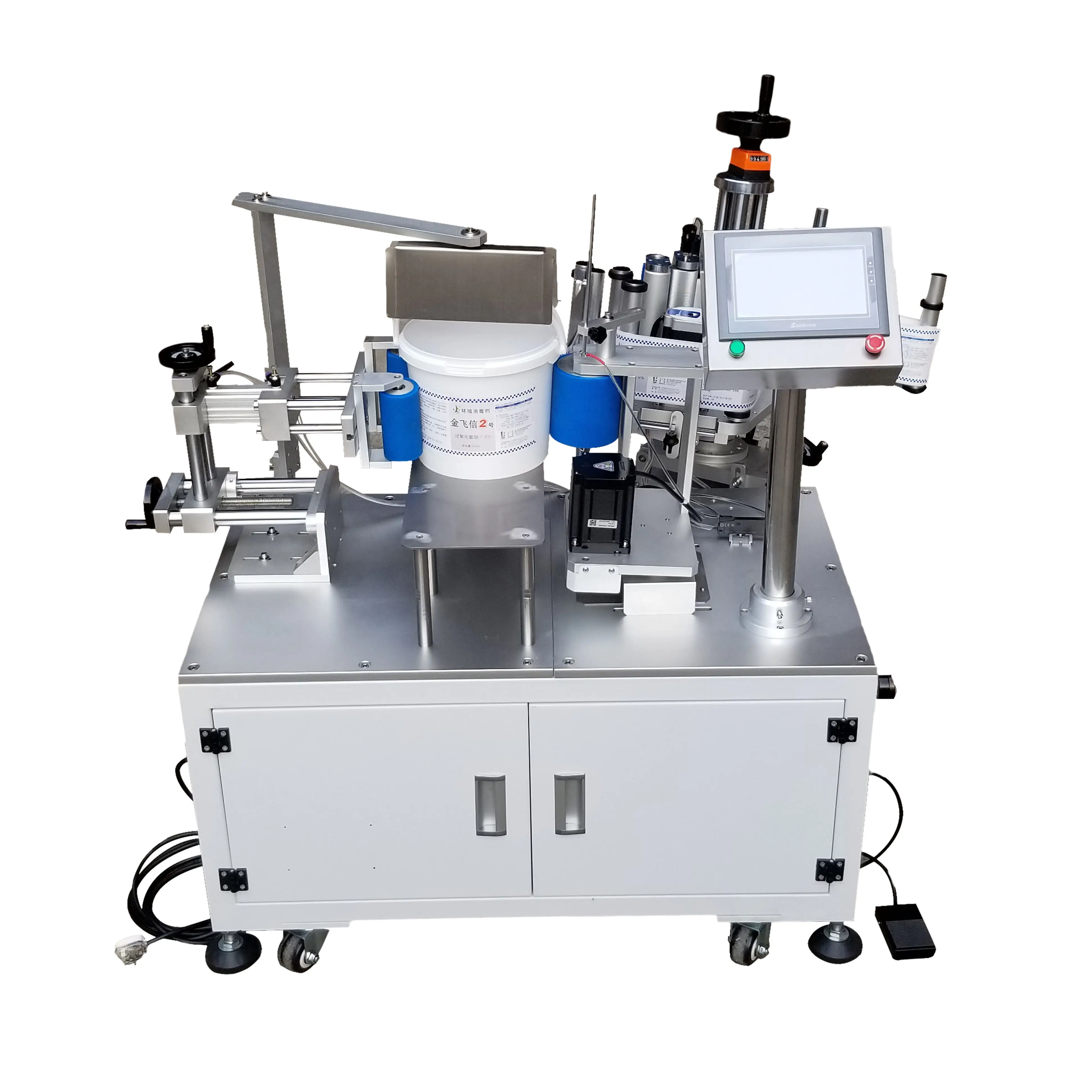 Big Size Self Adhesive Labeler Paint Plastic Metal Drum Bucket Sticker Large Diameter Conical Round Bucket Drum Labeling Machine